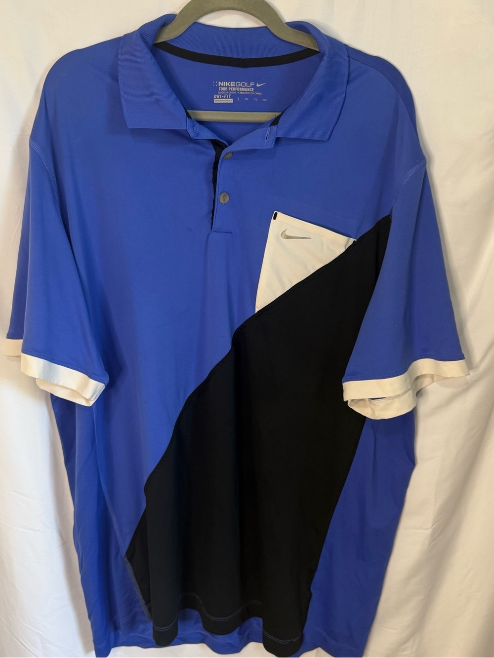 Nike Royal Blue, Black & White Golf Polo XXL